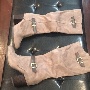 New gray knee high boot with bucket